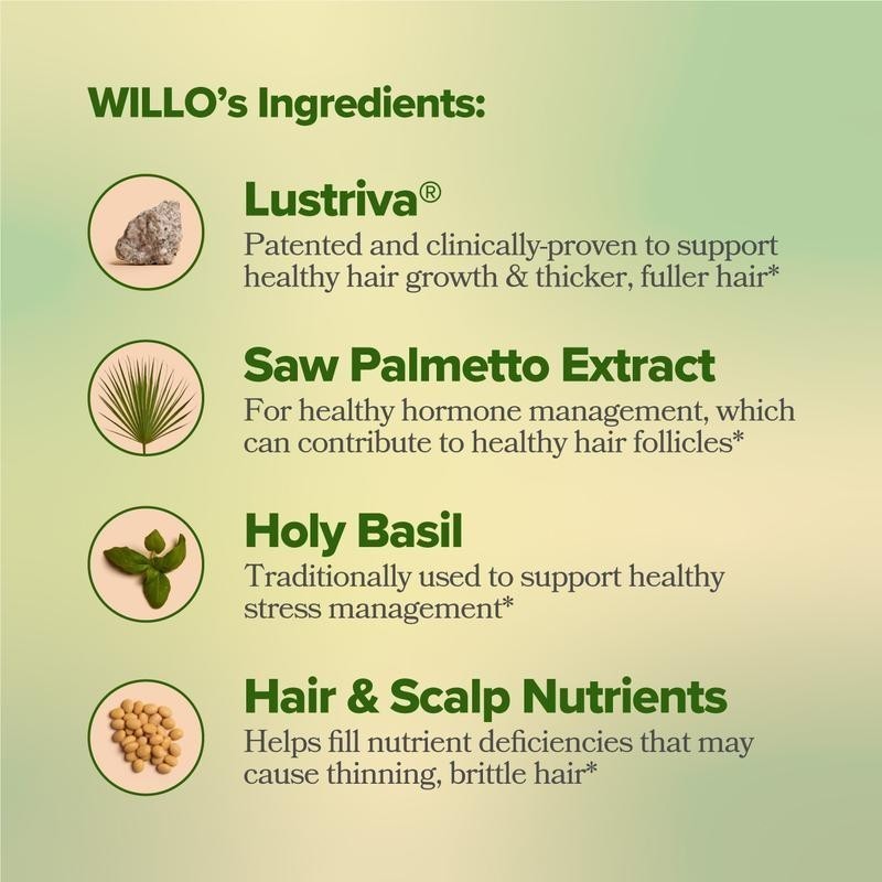 2 PACKS-WILLO Hair Growth Support for Women –Thicker, Fuller Hair & Healthy Hair