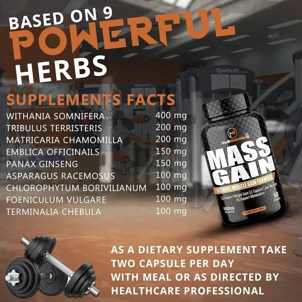 Bulk Mass & Weight Gainer Capsule for Fast Weight & Lean Muscle Gain – Pack of 1