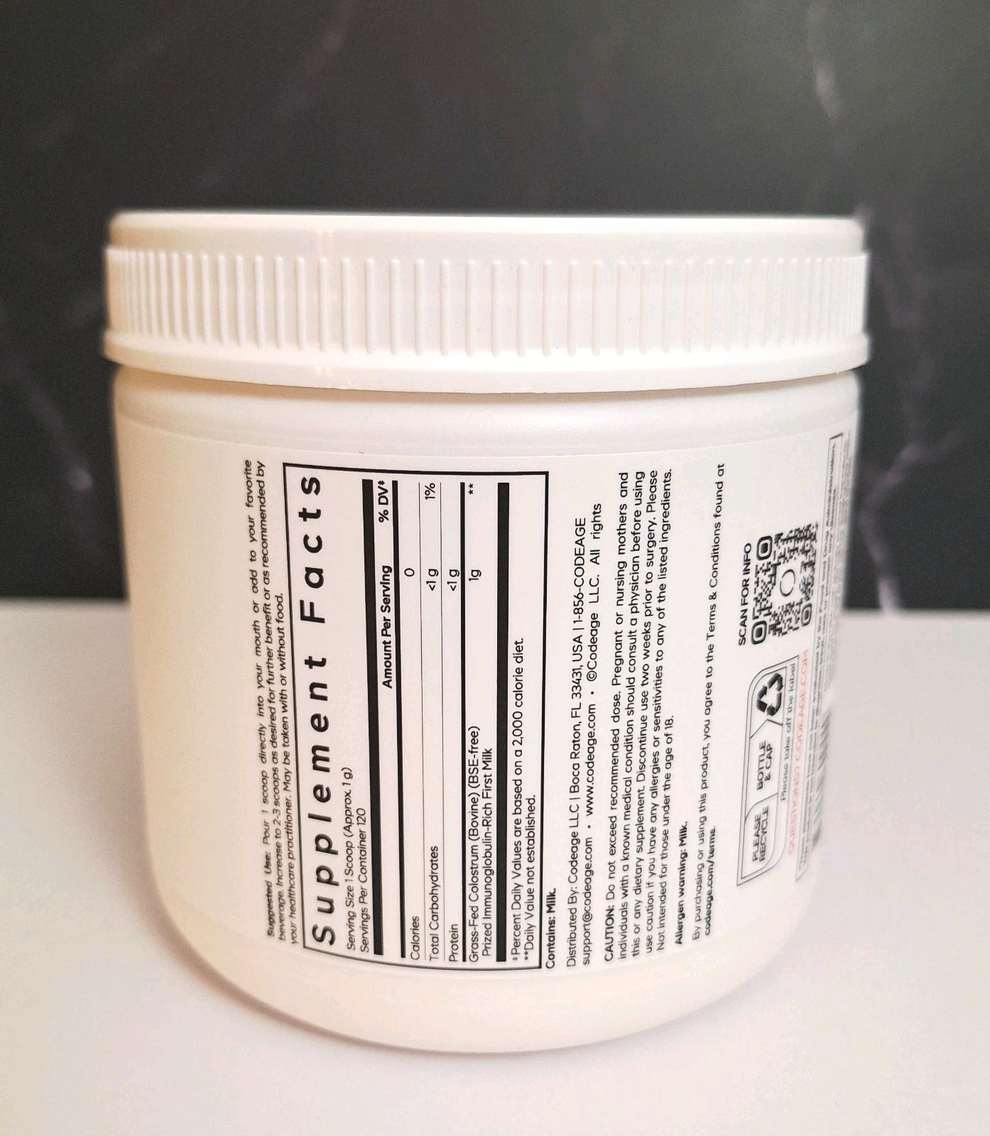 Codeage Grass-fed Colostrum, Unflavored, 120 Serv, Ethically Sourced, 07/2028✨️