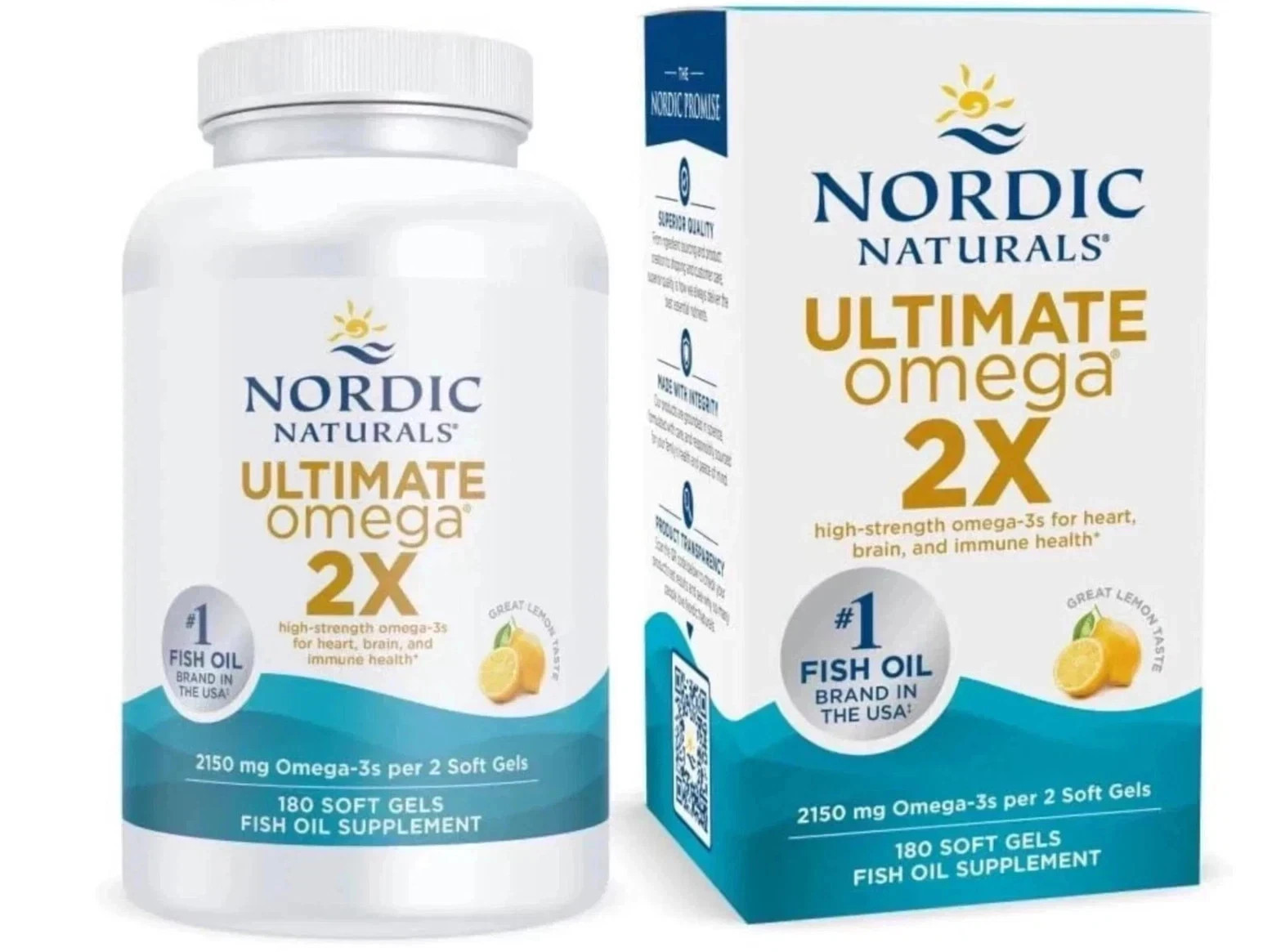 Nordic Naturals Ultimate Omega 2X, Lemon Flavor, 2150 mg Omega-3 – 180 Soft Gels