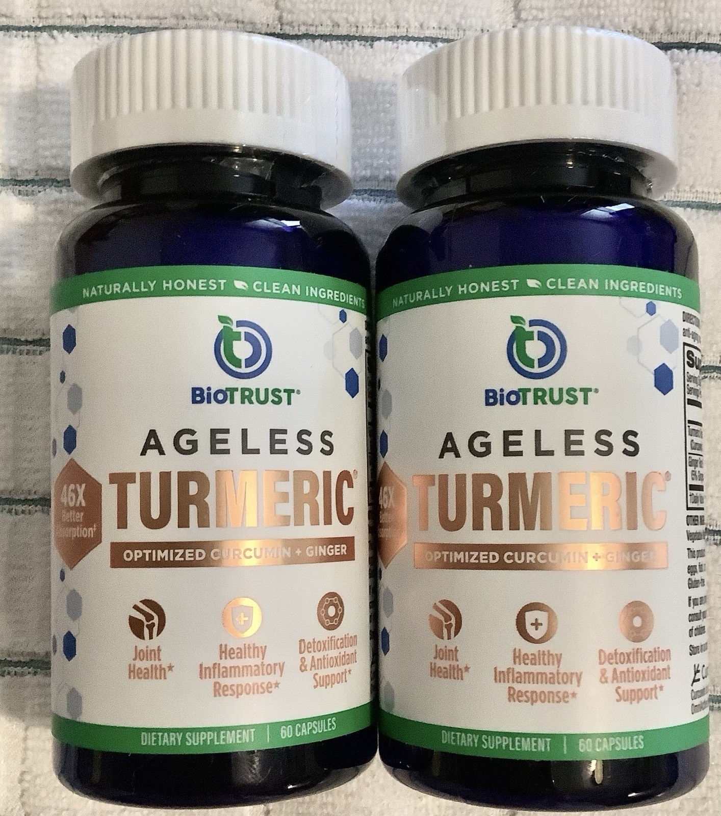 Lot Of 2~Biotrust Ageless Turmeric Optimized + Ginger Joint Detox Support 60 EA!