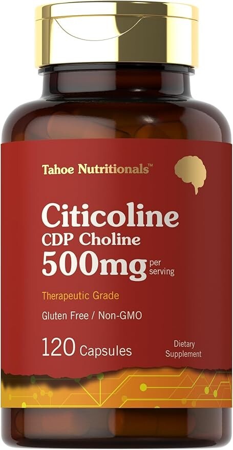 Tahoe Nutritionals Citicoline 500mg | 120 Capsules | CDP Choline Supplements | T