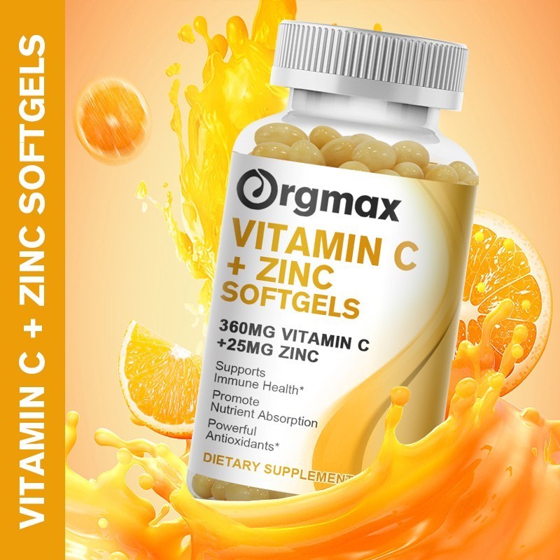 Vitamin C &Zinc Complex Supplement – Immune Support,Skin Health-120 Softgel