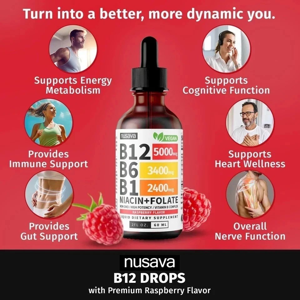 Nusava Vitamin B complex – B 12, B 6 & B 1 + Niacin & Folate – Double pack
