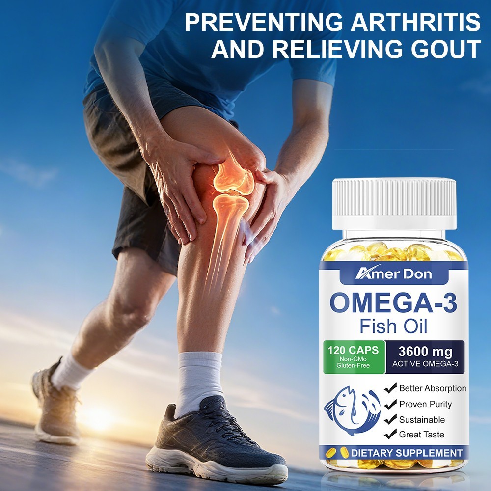 3x Strength EPA & DHA Omega 3 Fish Oil 3600mg, Highest Potency, 120 Softgels