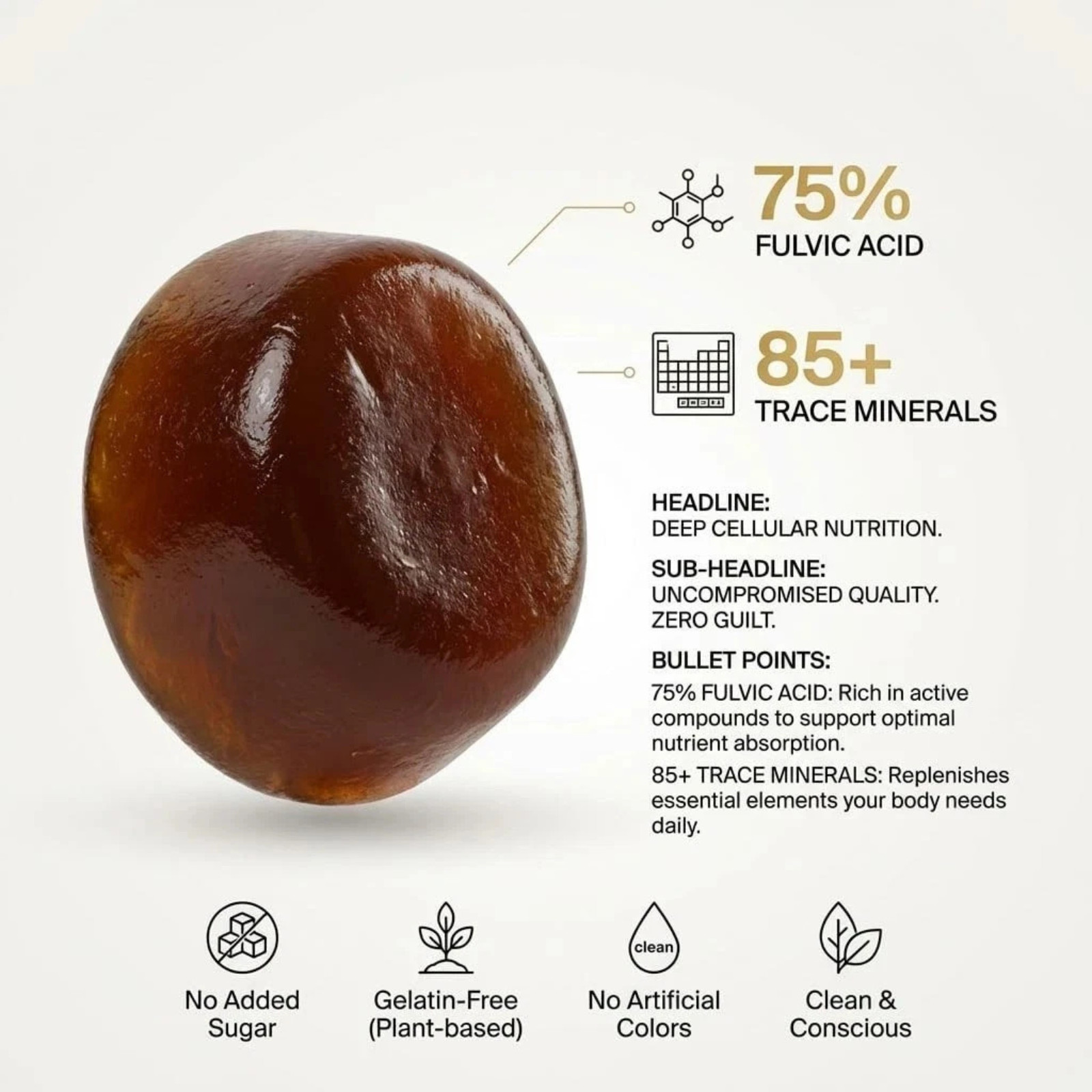 vitadrive Himalayan Shilajit Gummies for Men & Women, Gluten-Free, 60 Gummies