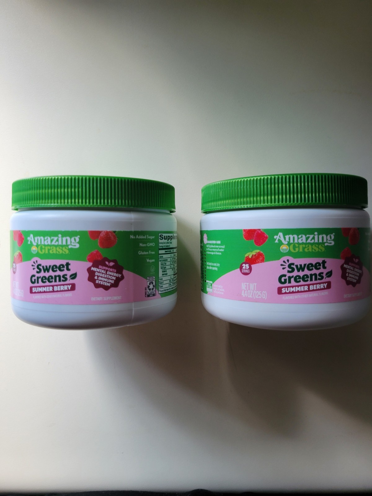 2 Amazing Grass Sweet Greens Summer Berry Powder 4.4 oz 25 Servings Exp 2027