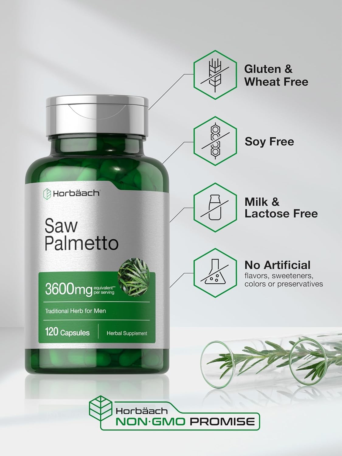 Saw Palmetto Extract 3600mg | 120 Capsules | Prostate Supplement | by Horbaach
