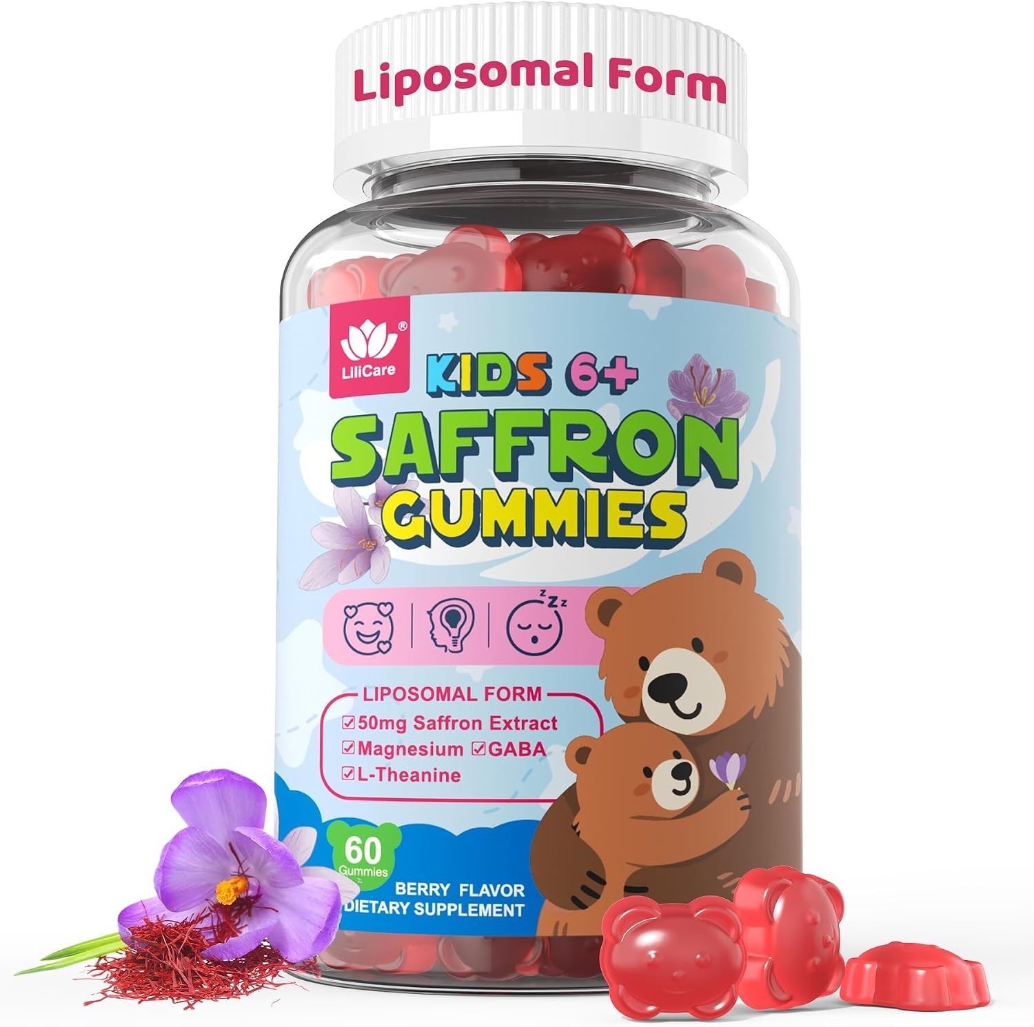 Sugar Free Saffron for Kids, Teens & Adults, Saffron Gummies Supplements for Kid