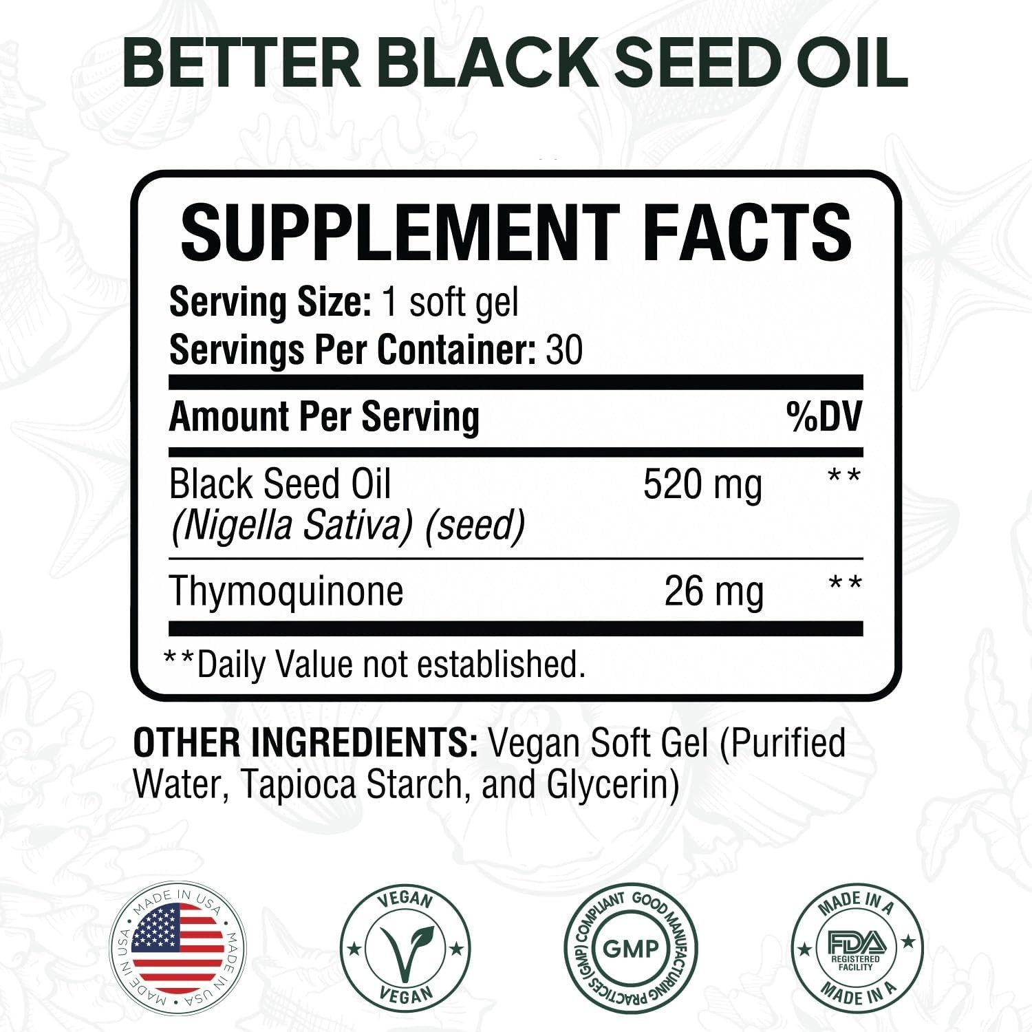 Organics Ocean Better Black Seed Oil Cold Pressed 30 Softgels