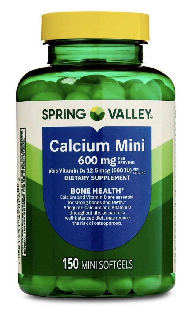 Spring Valley Calcium Plus Vitamin D3, Dietary Supplement, 150 Mini Softgels..