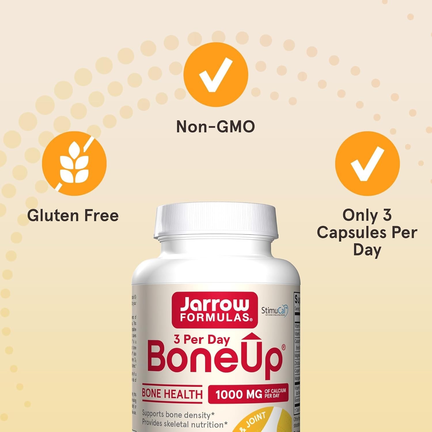 Jarrow Bone-Up 3 Per Day, Includes Vitamin D3, K2 90 Capsules Each (Pack of 4)