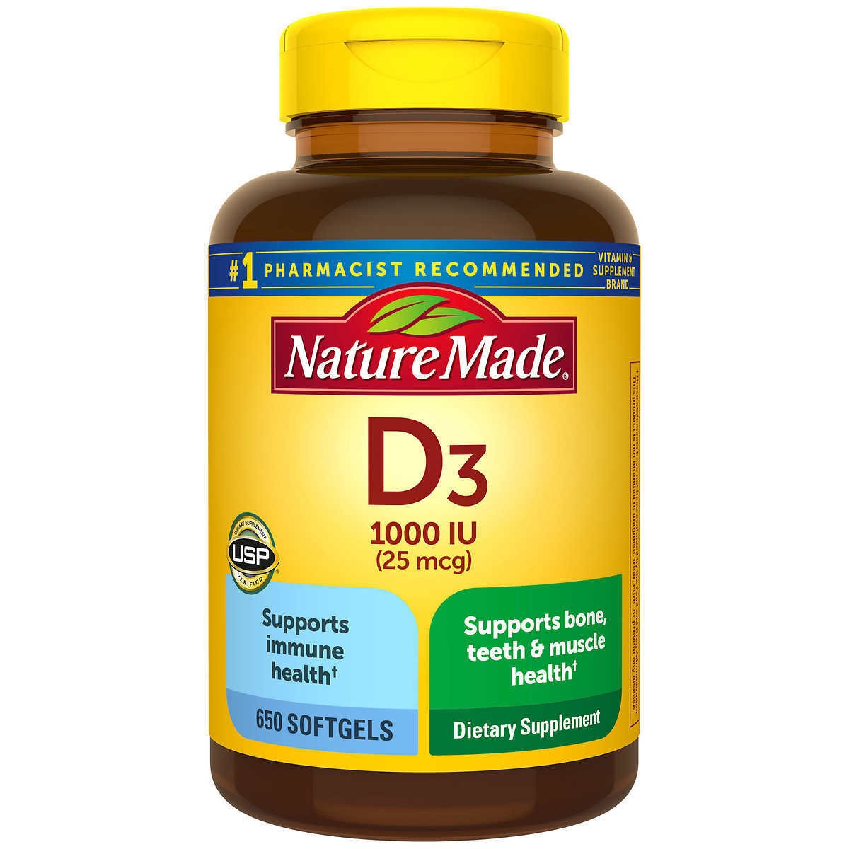 Nature Made Vitamin D3 25 mcg. 1000 IU 650 Softgels New Free Shipping 05/2028