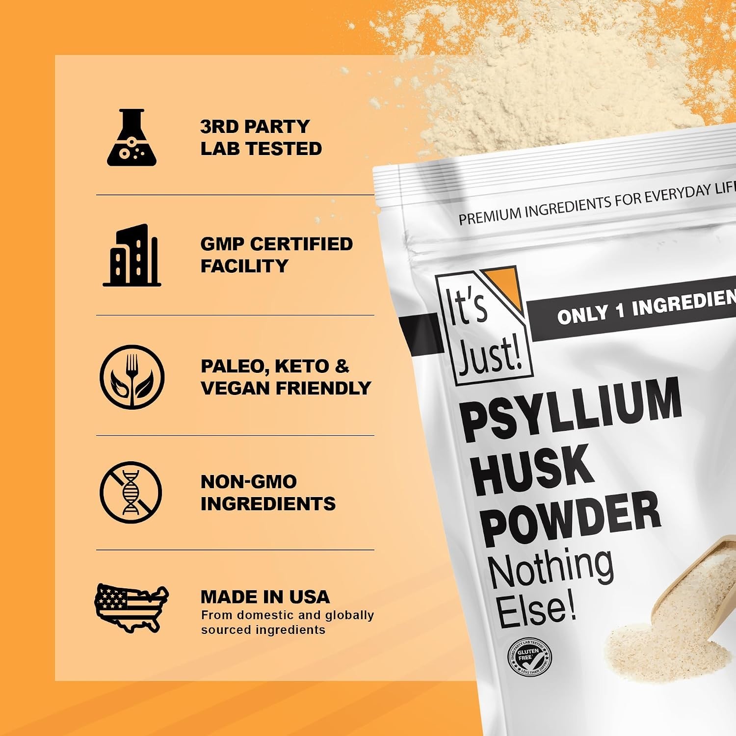 Psyllium Husk Powder for Clean Digestive System – Non-GMO and 70 Servings, 10oz
