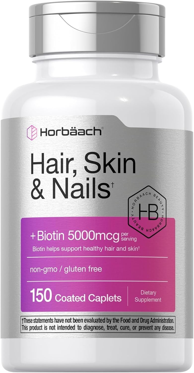 Hair Skin & Nails Vitamins 150 Softgels with Biotin Collagen Argan Coconut Oil