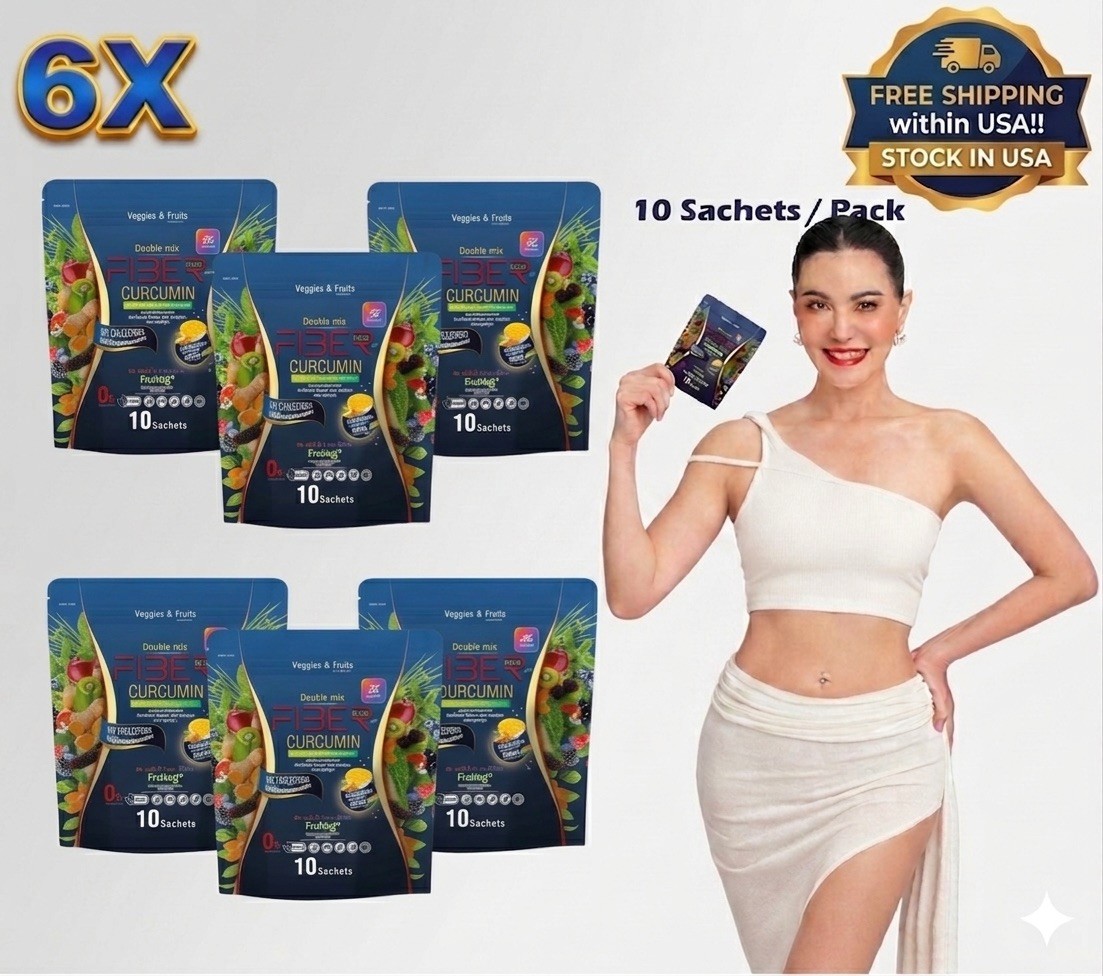 6❌bags Yaaleeyah Double Mix Fiber Plus Curcumin Veggie & Fruit Powder 10Sachets