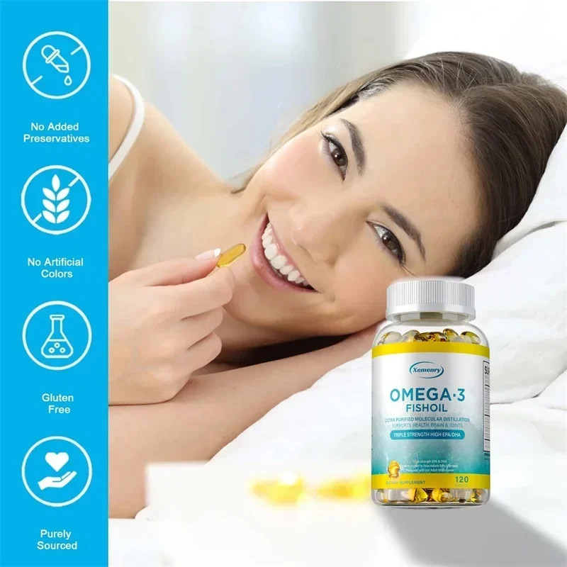 Omega-3 Fish Oil 240pcs,Support Skin and Heart Brain Health,Improve Intelligence