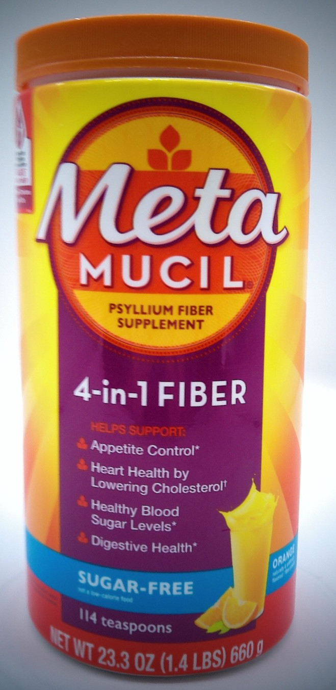 Metamucil 4-in-1 Orange Fiber SUGAR FREE, 114 Teaspoons, 23.3 Oz., Exp. 1/29