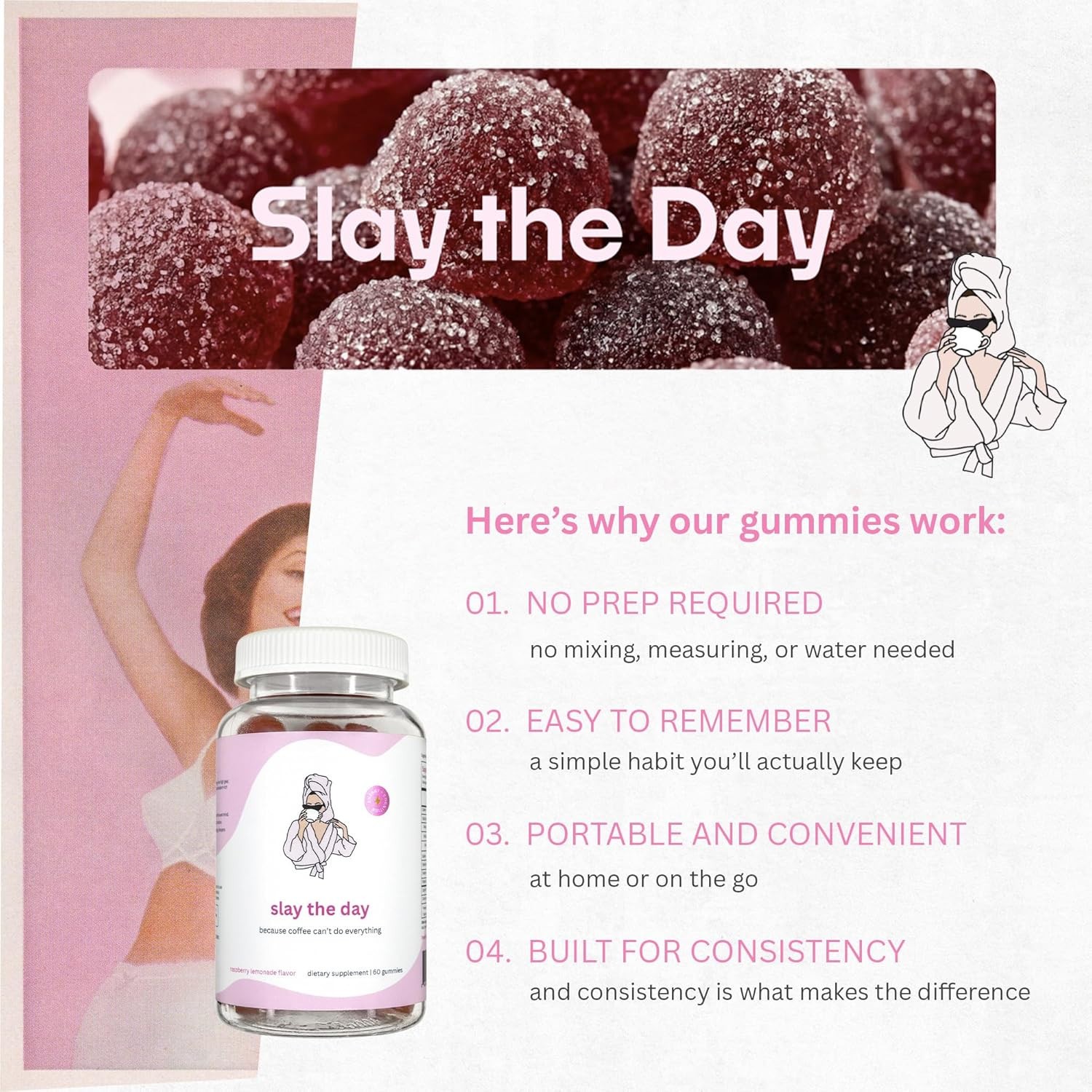 Balancing Act Slay The Day Energy Vitamin B12 Gummies CoQ10 Cognizin Citicoline