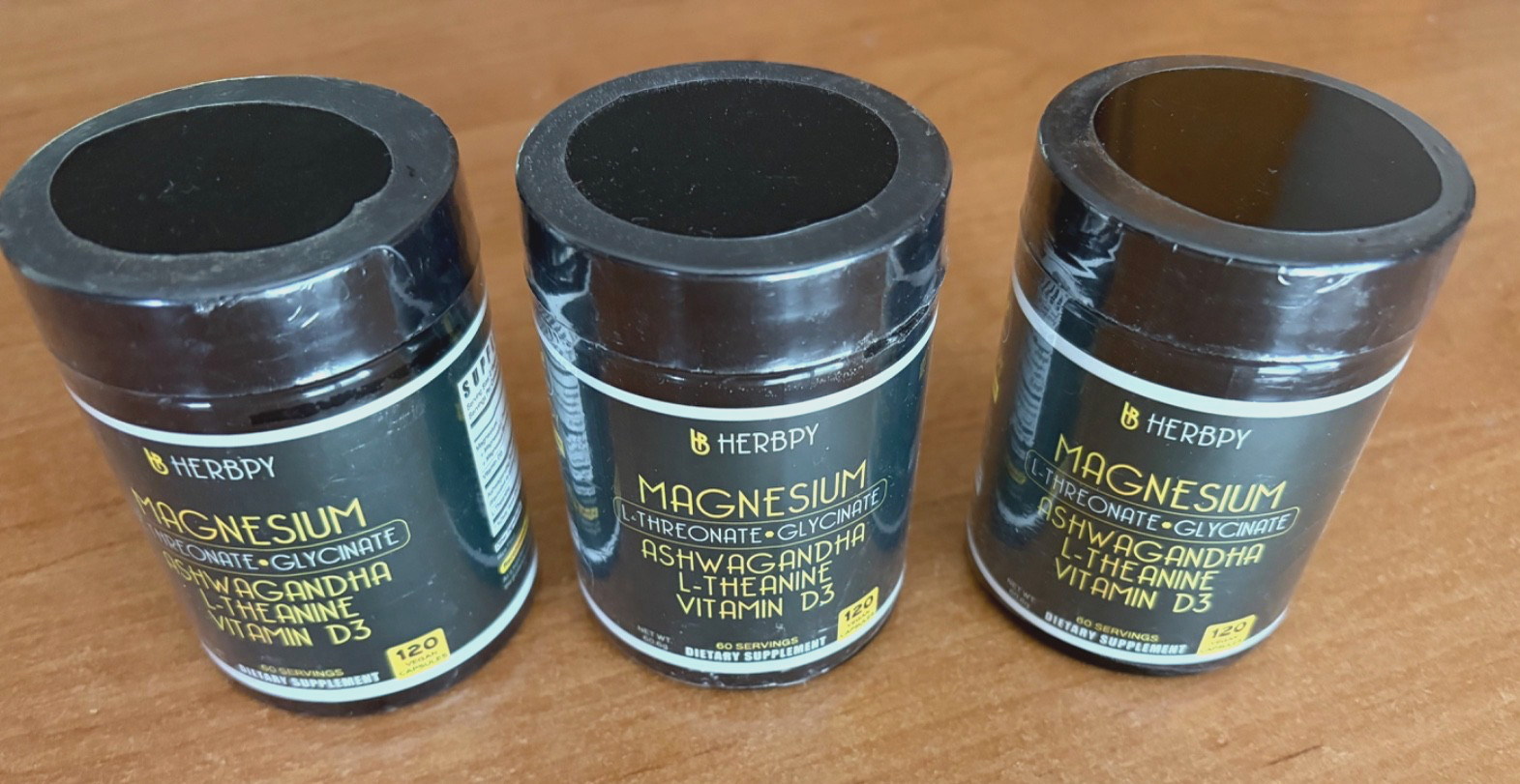 3 -Herbpy Magnesium + Aswagandha – Stress & Sleep Support – 120 caps – Exp 11/26