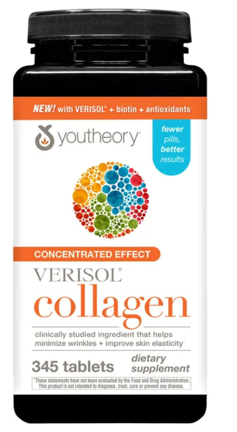 Youtheory Collagen Verisol 345 Tablets Biotin Antioxidants Skin Support