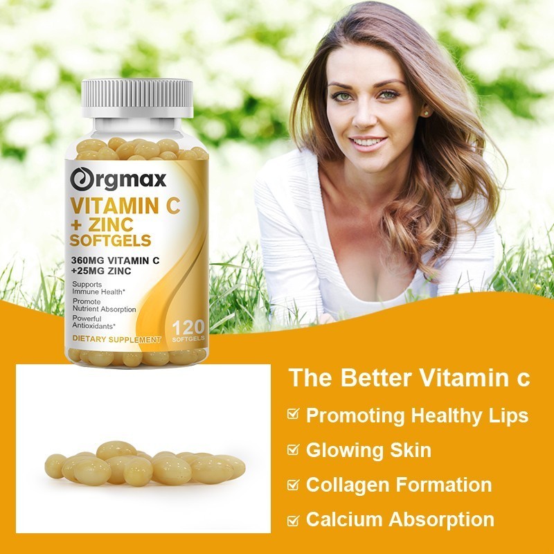 Vitamin C &Zinc Complex Supplement – Immune Support,Skin Health-120 Softgel