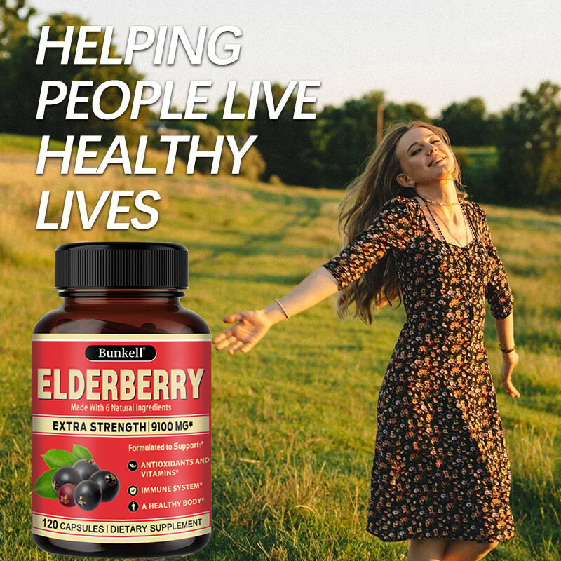Elderberry Capsules 9100mg Immune System Support Sambucus Nigra Extract