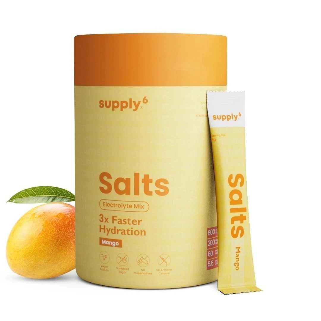 Supply6 Salts | Electrolyte Mix | Zero Added Sugar, (36 Servings, Mango) k368