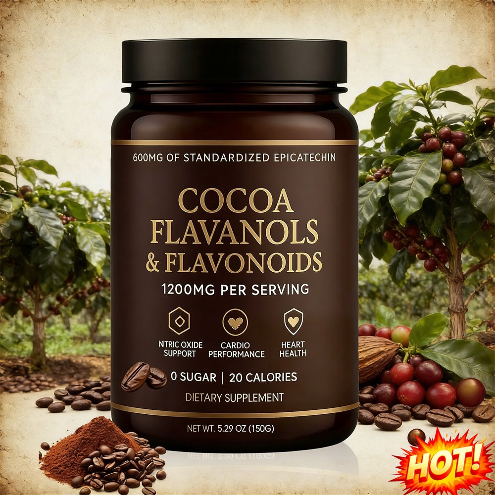 1PCS High Flavanol Cocoa Powder Flavonoids Supplements Energy Boost 1200mg US