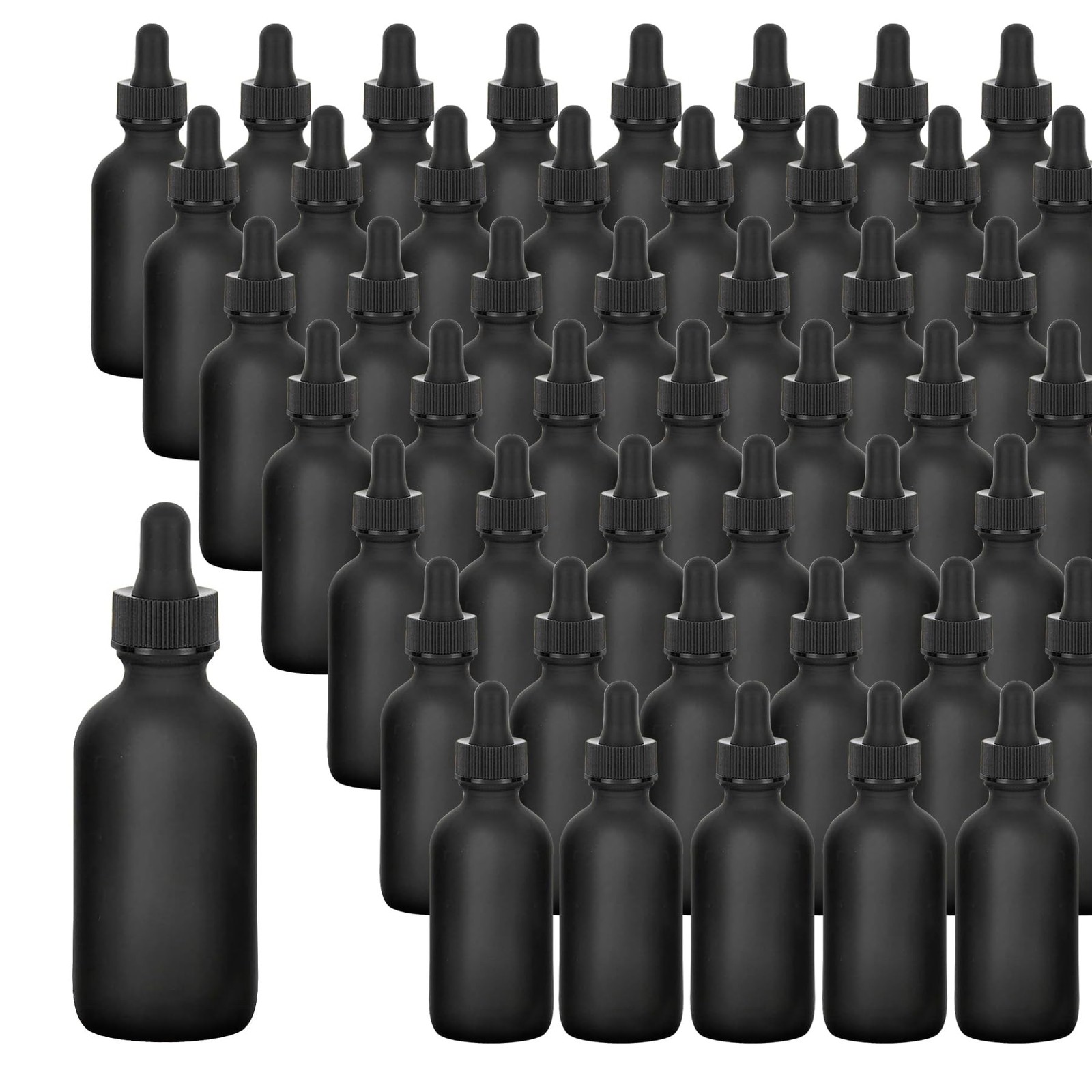 48 Pack 2oz Frosted Black Glass Dropper Bottles, Eye Dropper Bottles with Gla…