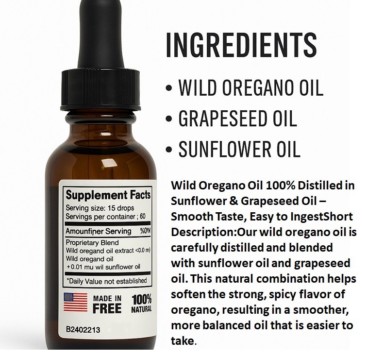 High Carvacrol Immune Support Drops wild organic oregano oil