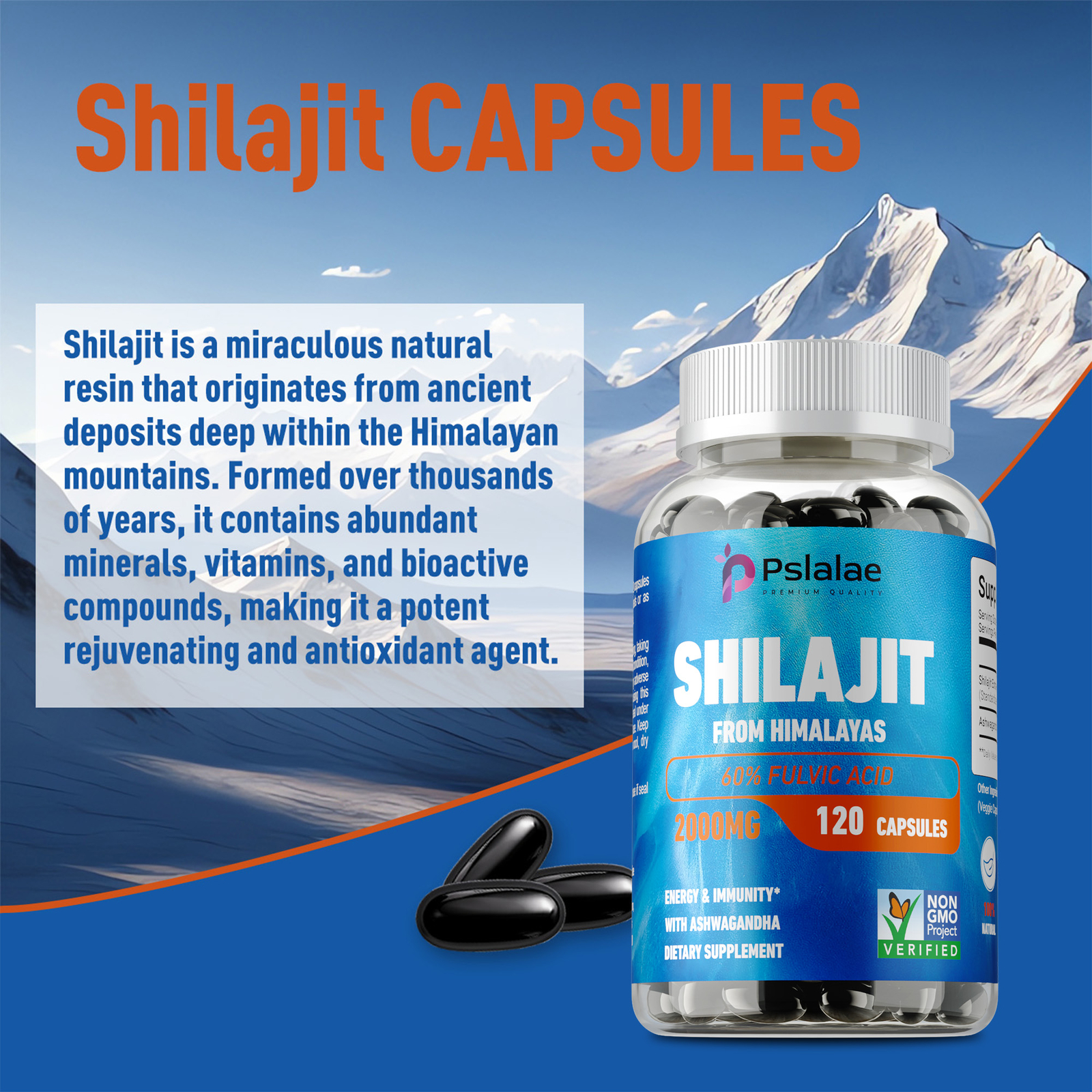 Shilajit 2000mg-Organic,Extremely Potent,Fulvic Acid,Energy Boost,Immune Support