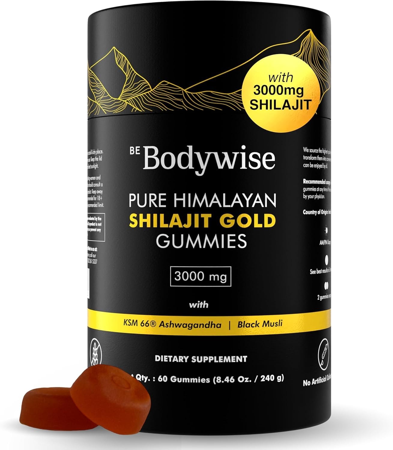 Be Bodywise Pure Himalayan Shilajit Gummies Gold I 60 Gummy