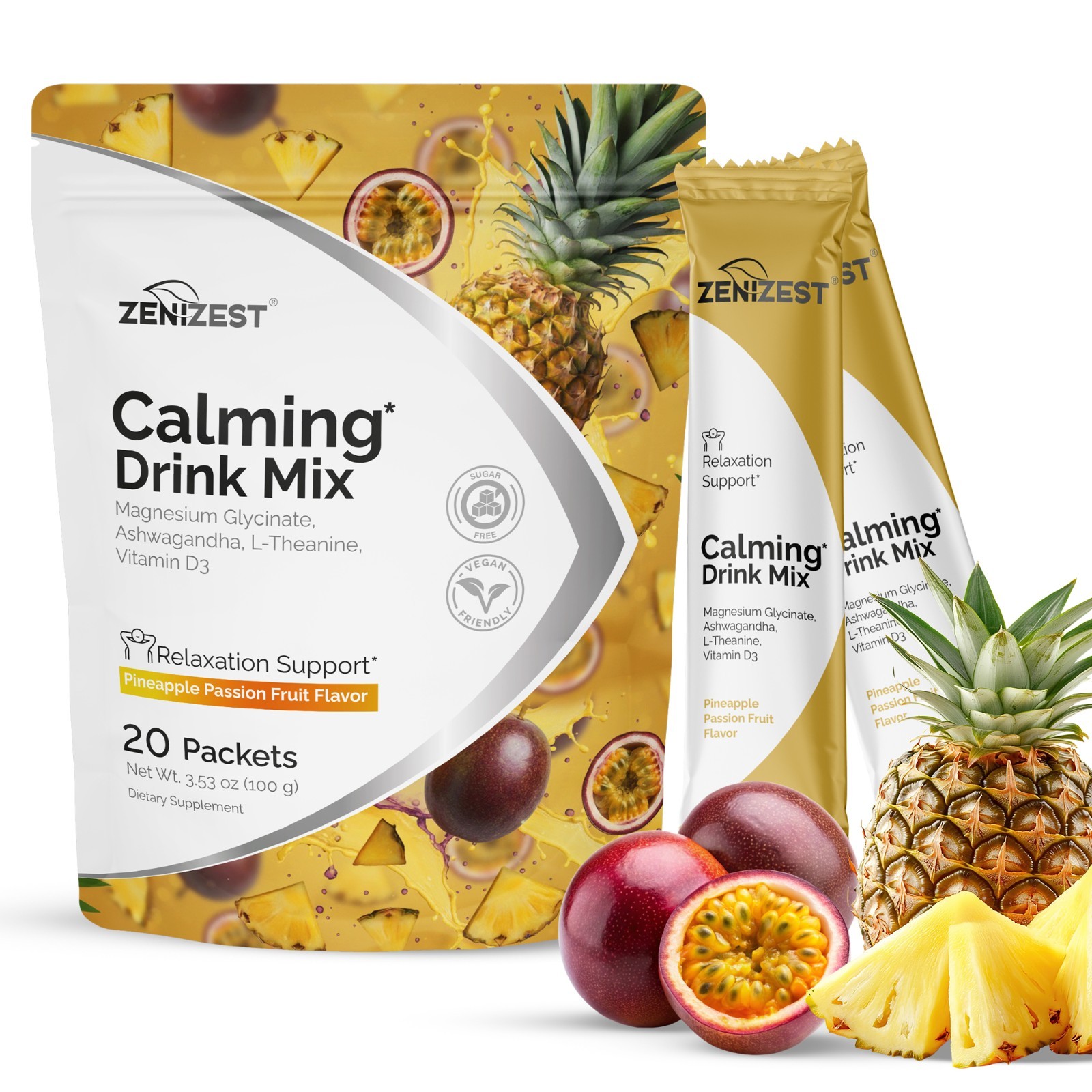 ZeniZest Calming Drink Mix Powder – Natural Cortisol Balance