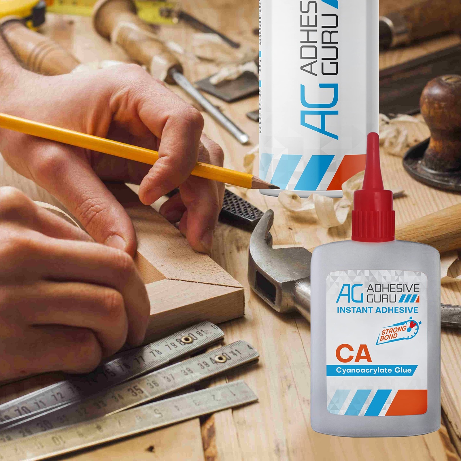 Adhesive Guru CA Glue with Activator Kit (2×3.5 oz + 2×13.5 fl.oz) Profession…