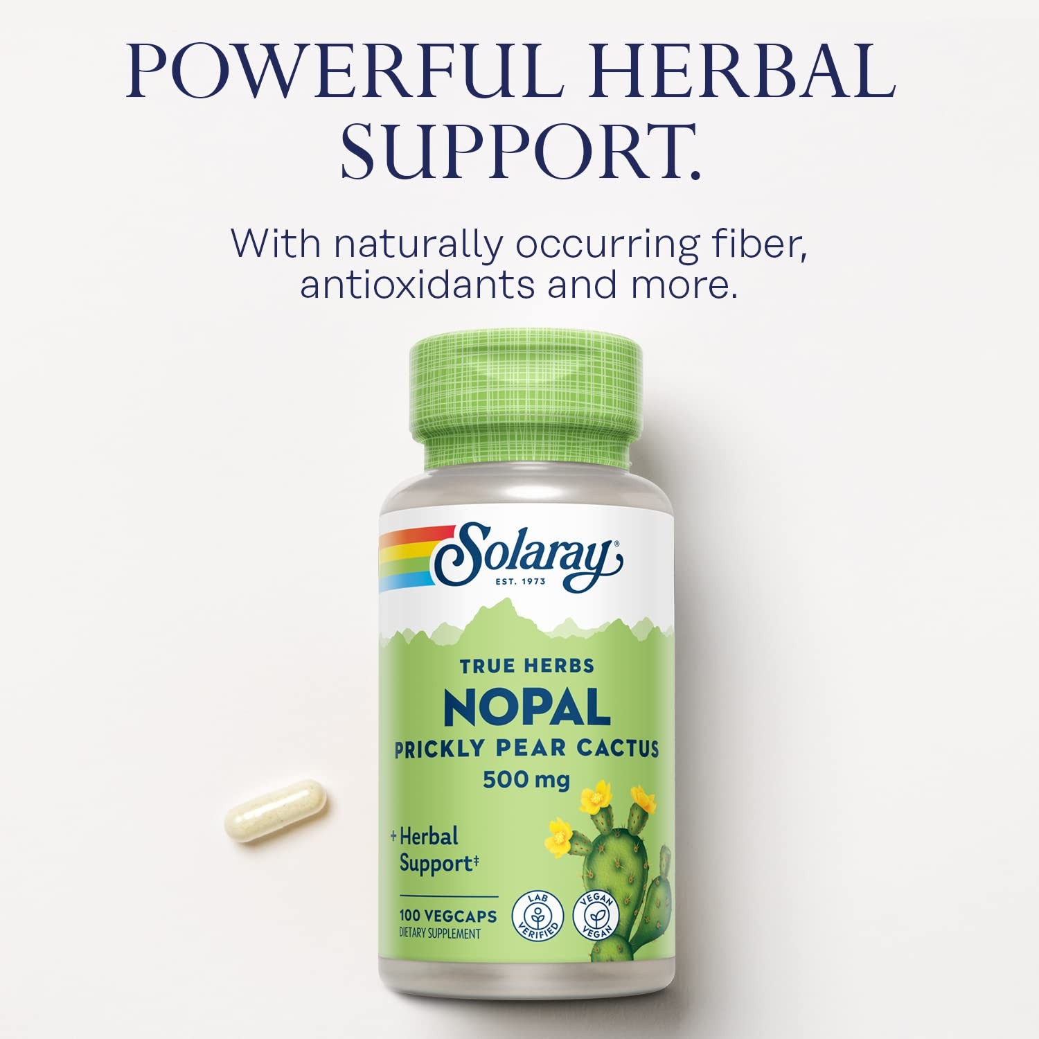 SOLARAY Nopal Prickly Pear Cactus Capsules – 100 Count (Pack of 1), No Color