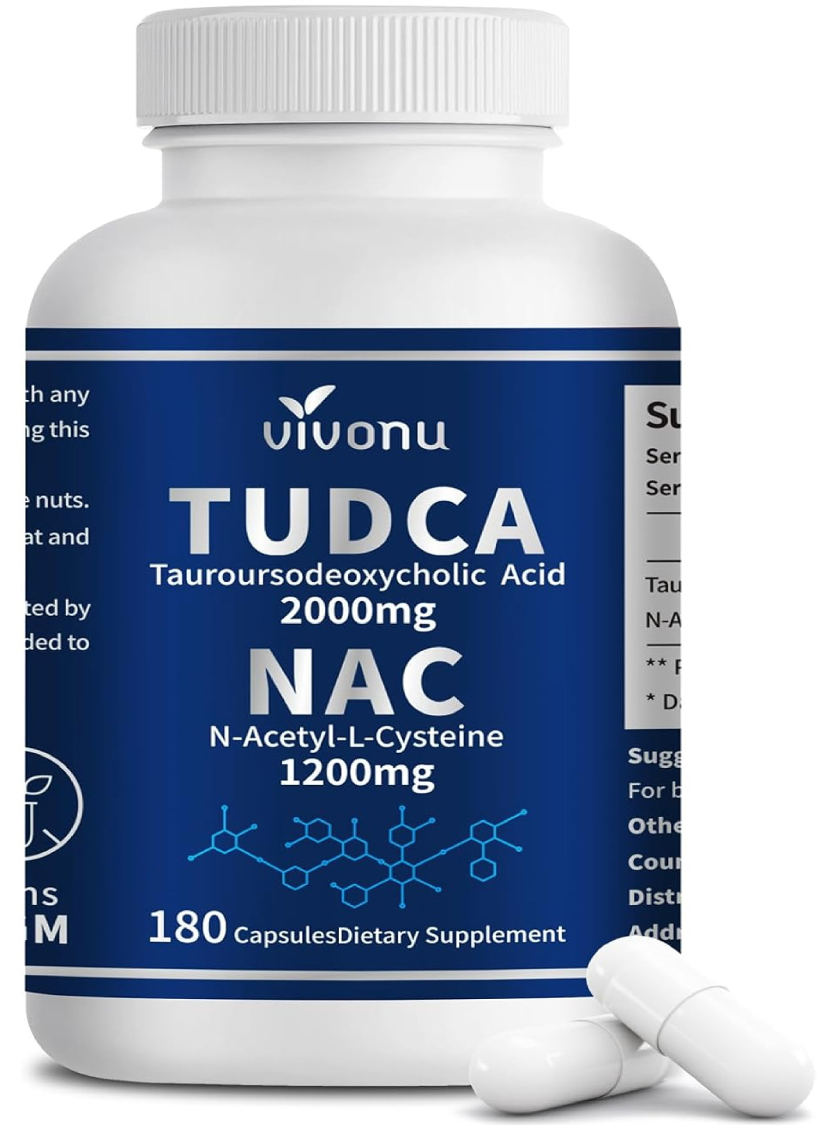 VivoNu TUDCA 675mg + NAC 375mg Supplement Complex Capsules,