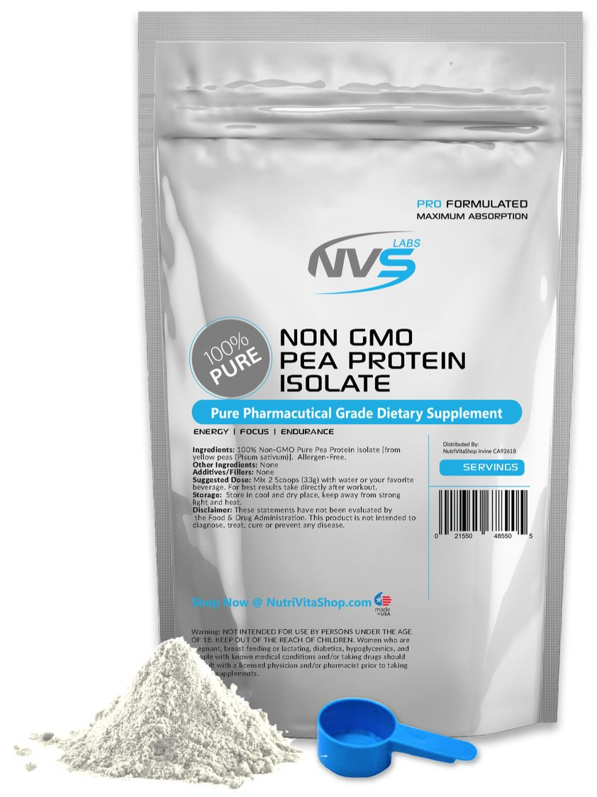 2lb 100% NVS PEA PROTEIN PRO ISOLATE NON-GMO HIGH PROTEIN VEGAN USP GRADE