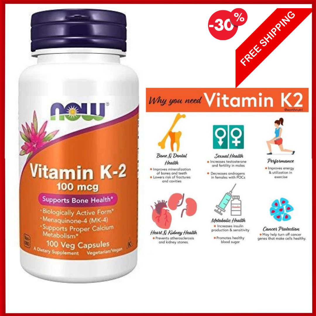 NOW FOODS Vitamin K-2 100 mcg 100 Veg Capsules