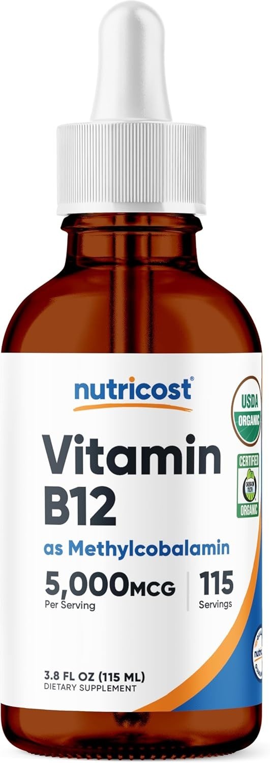 Nutricost Organic Vitamin B12 (Methylcobalamin) Liquid Drops 5,000mcg 3.8 fl oz