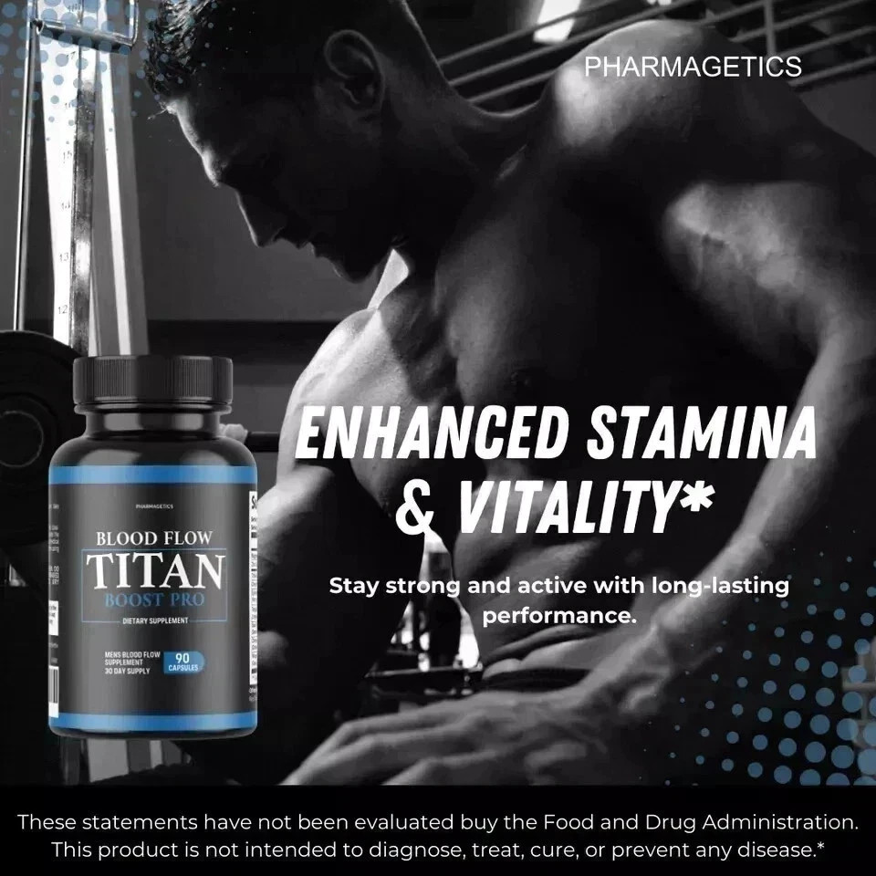 Blood Flow Titan Boost Pro Mens Blood Flow Supplement – 90 Capsules | Pack of 3