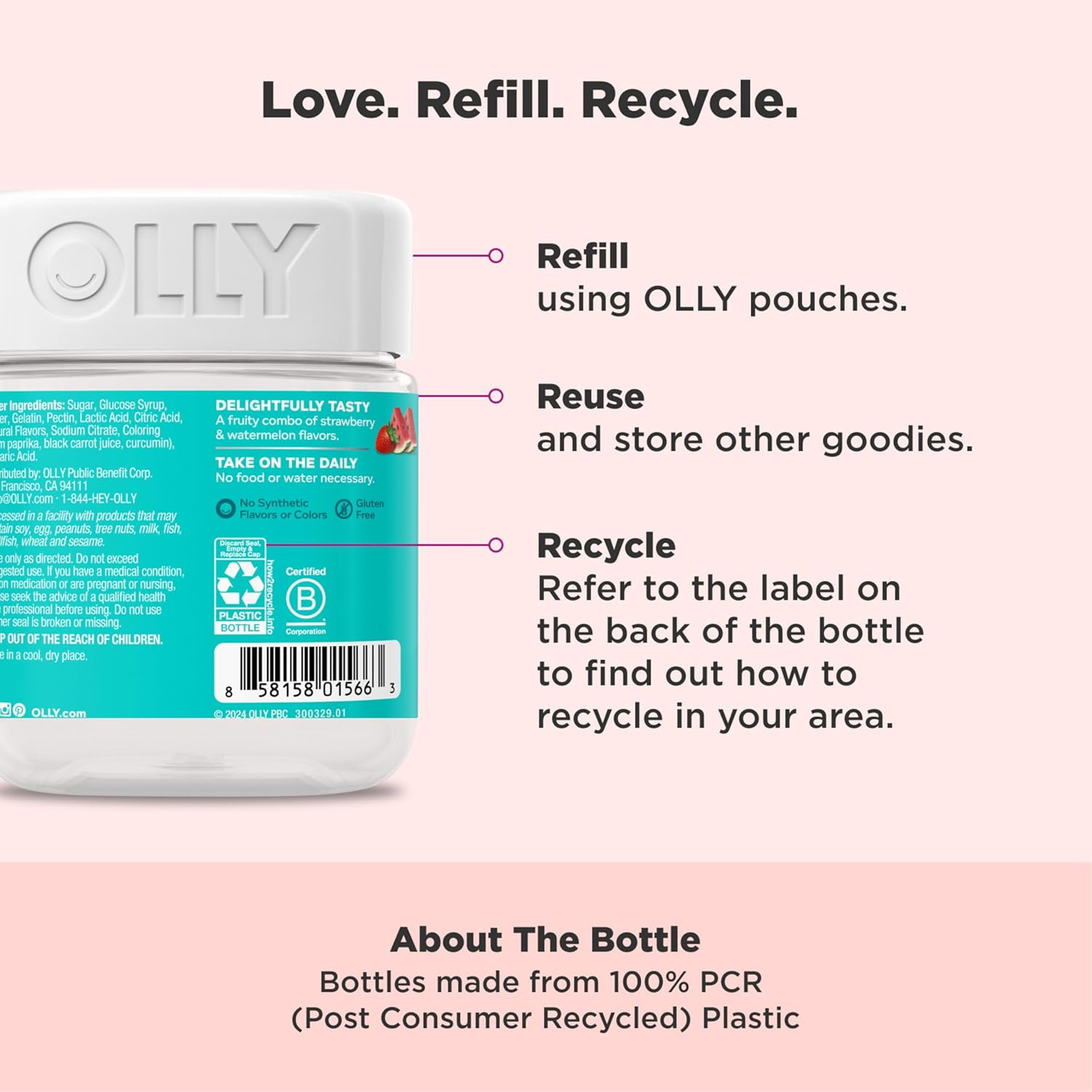 Olly Teen Girl Multi Gummy, Healthy Skin and Immune Support, 15 Essential Vitami
