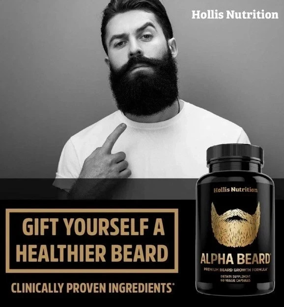 Alpha Beard Premium Beard Growth Formula 60 Capsules Sealed New FS, Pack of 2.