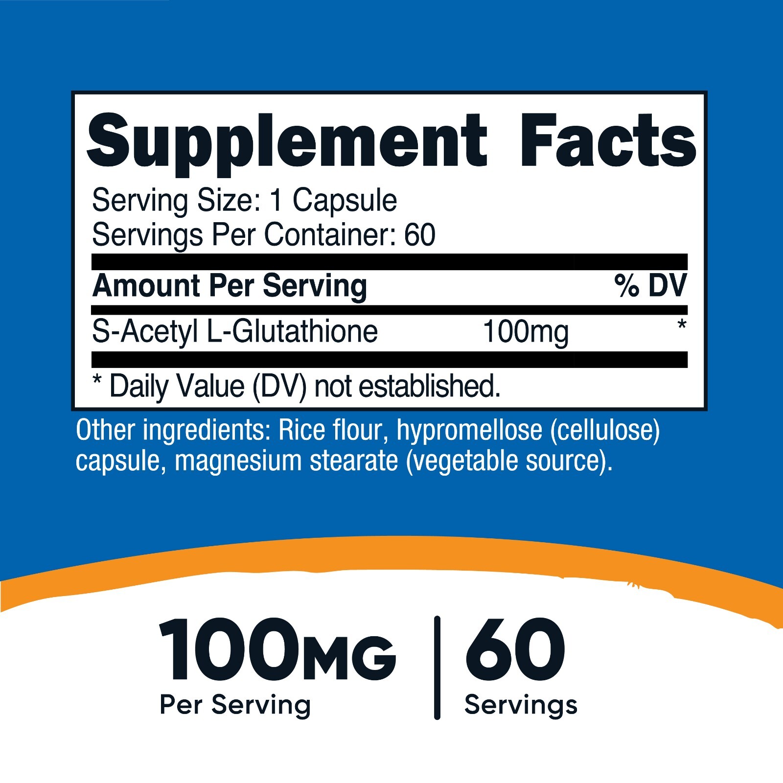 Nutricost S-Acetyl-L-Glutathione 100MG, 60 Capsules, – GMO-Free, Vegan