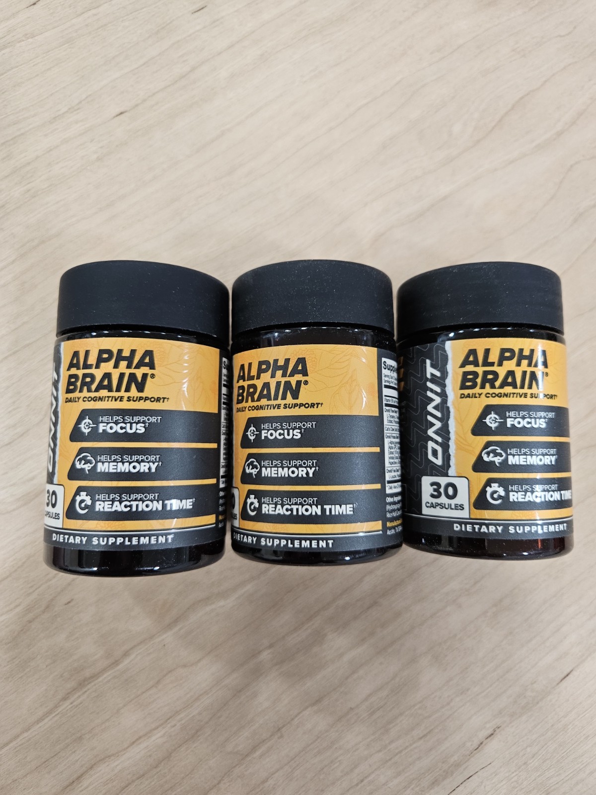 Onnit Labs Alpha Brain 30 Caps (90 Caps Total) Lot Of 3 Bottles Exp 04/2027+