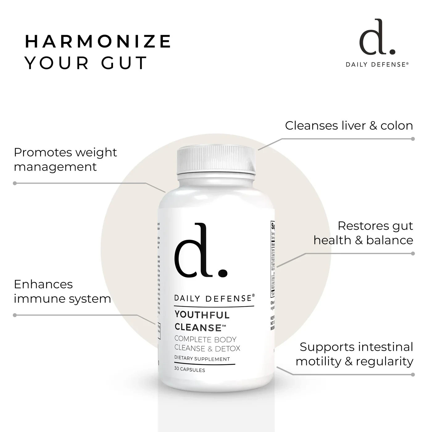 Daily Defense Youthful Cleanse Colon Cleanser & Detox for Optimal Gut Health