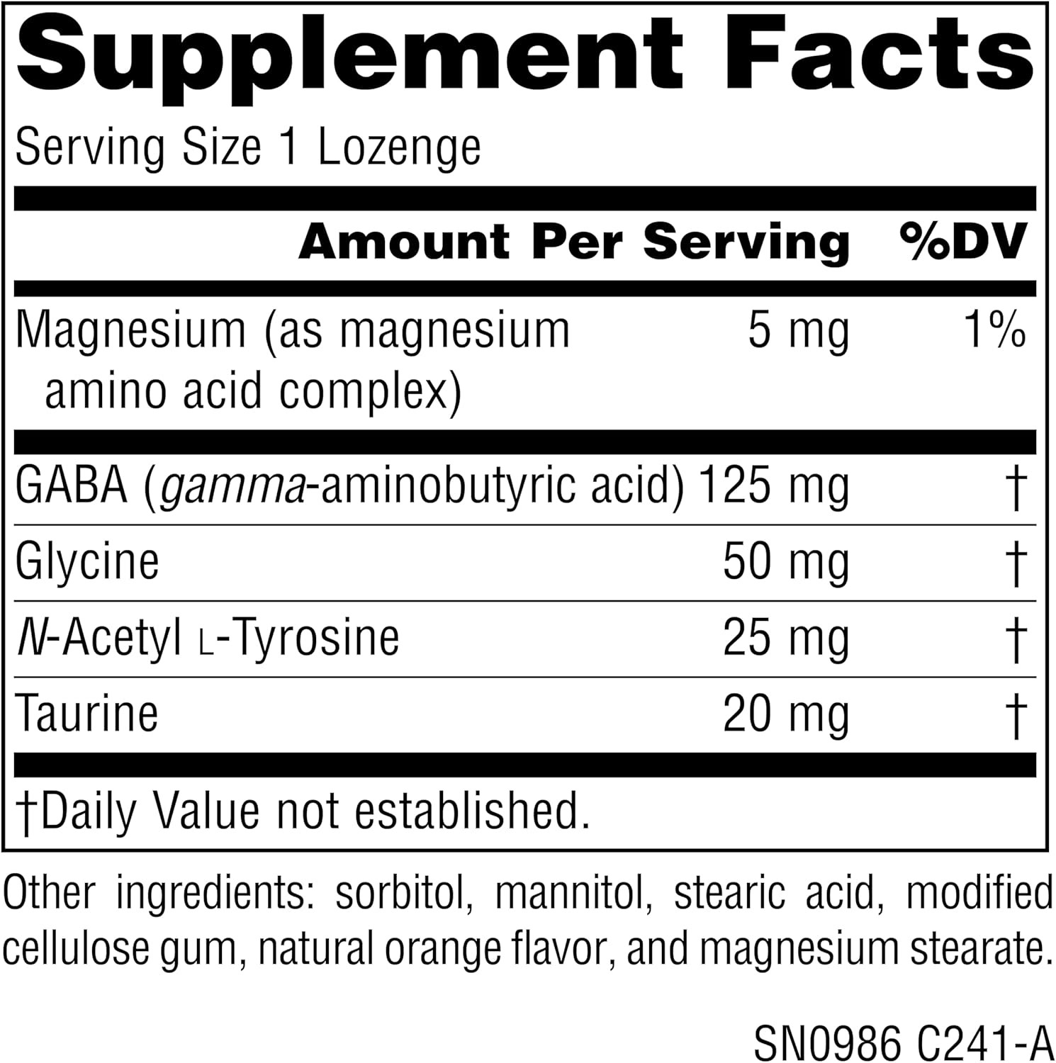 GABA, 125 mg, Orange Flavored – 30 Lozenges – GABA Calm – Calm Mind