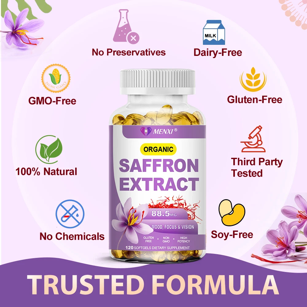 Pure Saffron Extract 120 Capsules Mood Enhancement & Antioxidant Support USA