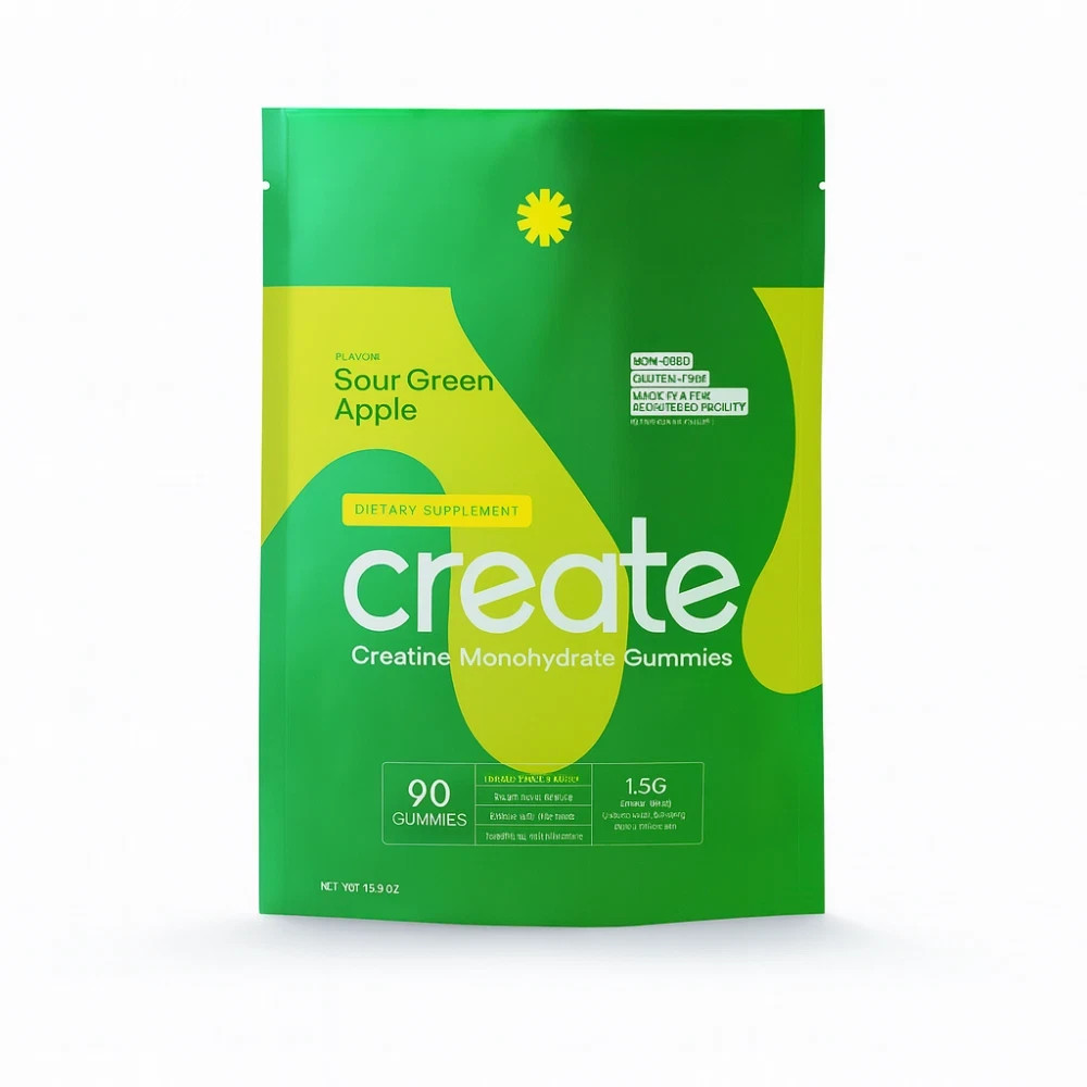 Create Creatine Monohydrate Gummies Men & Women Strength Sour Green Apple 90ct
