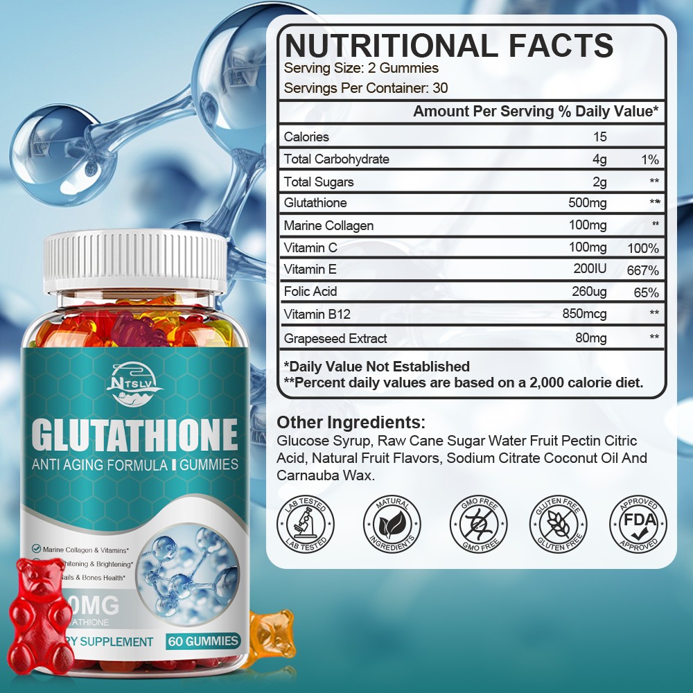 Glutathione 60 Gummies Antioxidant Beauty Wellness Supplement